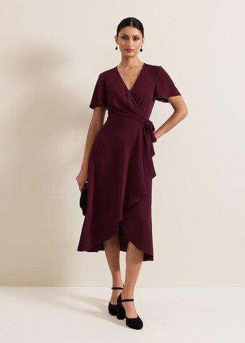 Phase Eight Julissa Wrap Dress Burgundy Australia | BV0614973